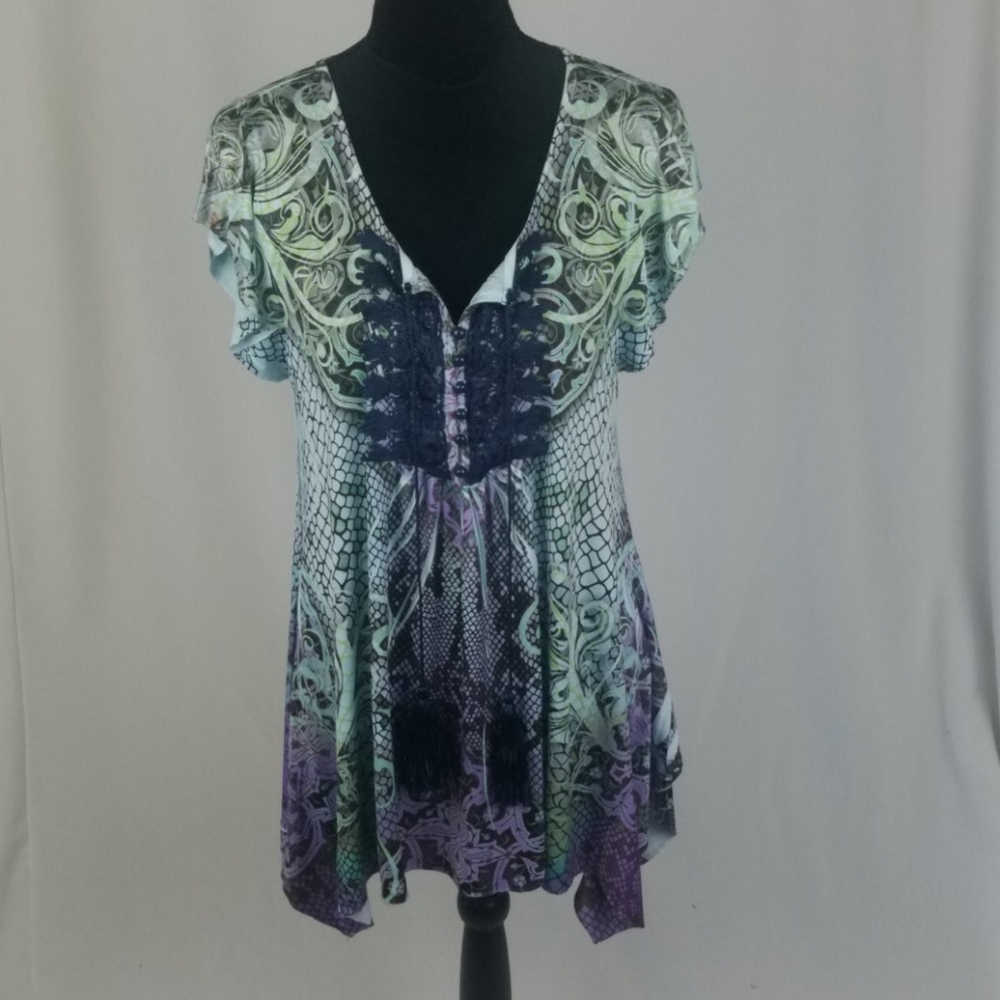 One World women S‎ printed tunic short sleeve